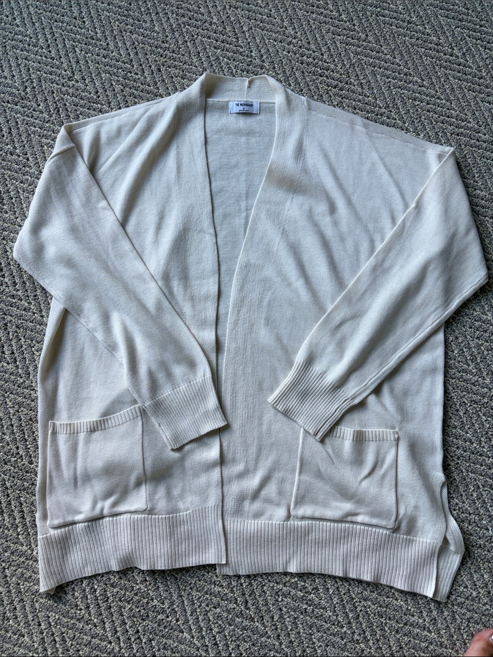Workshop Clothing Cream Open-Front Cardigan with Pockets